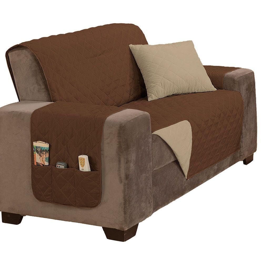 Protetor De Sofá King 2 Lugares Manu 100% Poliéster Cor:tabacocáqui