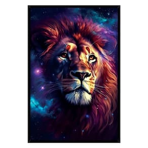Quadro Leão Judá Estrelas Universo Moldura Cx Alta 100x66 Titulos Moldura Preta