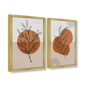 Quadro Decorativo Caixa Alta 2 Un 40x60 Folhas Minimalistas Titulos Moldura Marfim