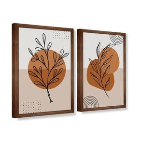 Quadro Decorativo Caixa Alta 2 Un 40X60 Folhas Minimalistas Título Moldura Madeira