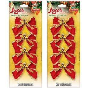 Kit 28 Laços De Bolinhas Pingentes Dourado Brilhante 10cm