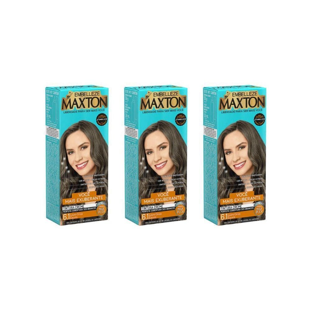 Coloraçao Maxton 6.1 Louro Cinza Escuro-Kit C/3Un
