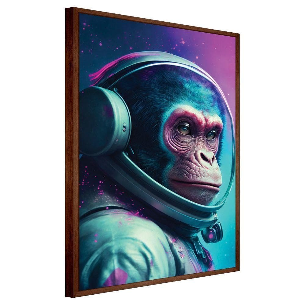 Quadro Decorativo Astronauta Macaco Moldura Cx Alta 40x60cm Título Moldura Madeira