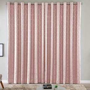 Cortina Turin Jacquard Semiblackout Floral 2,00x1,70m Para Sala Quarto Varão 2m Ilhóses - Rosê