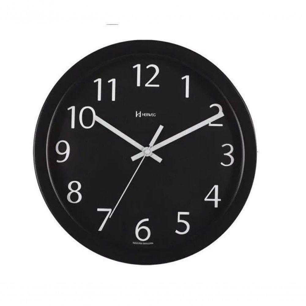 Relógio De Parede Alumínio Preto Herweg 6719 único