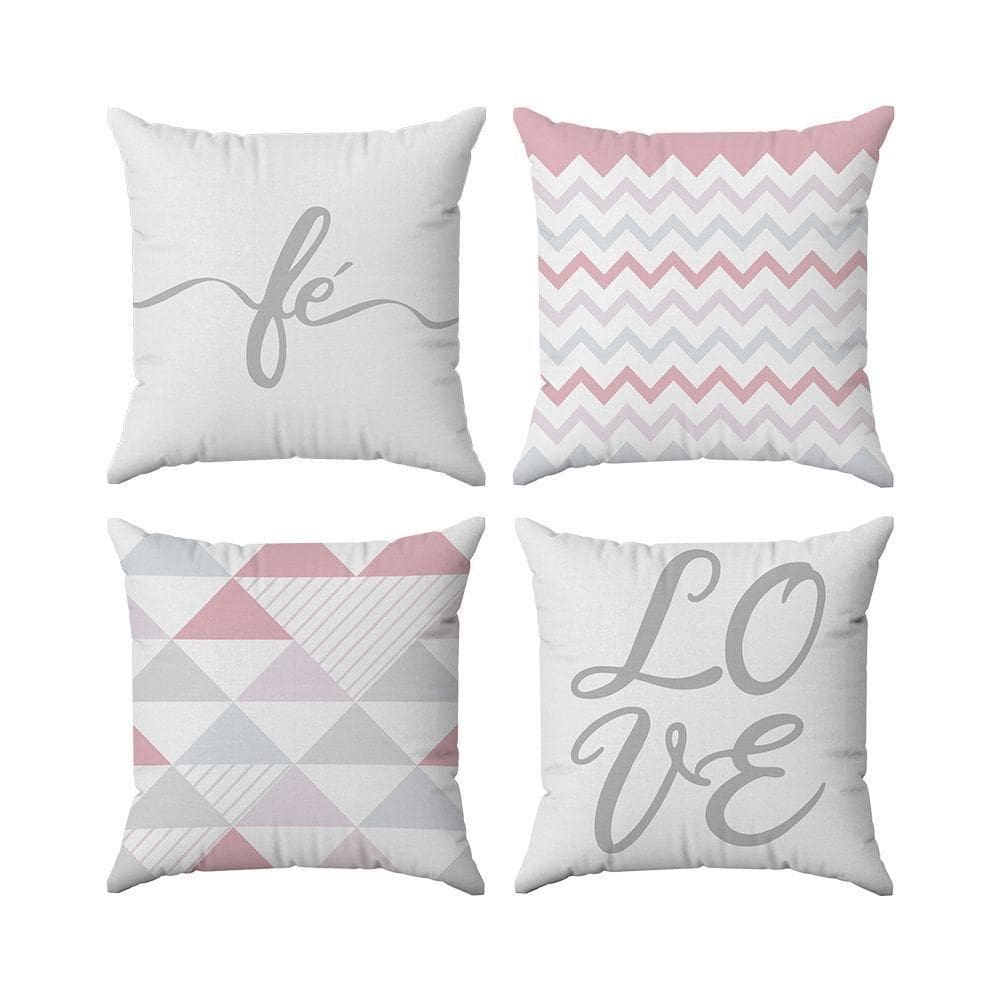 Kit Capas Almofadas Decorativas Love Fé 45x45 - Id Decor