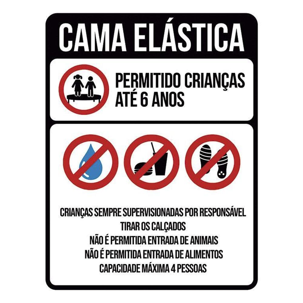 Kit 3 Placas Sinalização - Regras Cama Elástica Condomínio