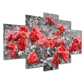 Kit 5 Placa Quadro Flores Vermelha Titulos Rosas Vermelhas