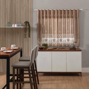 Cortina De Renda Para Cozinha Clássica Bule Desert 280X150Cm
