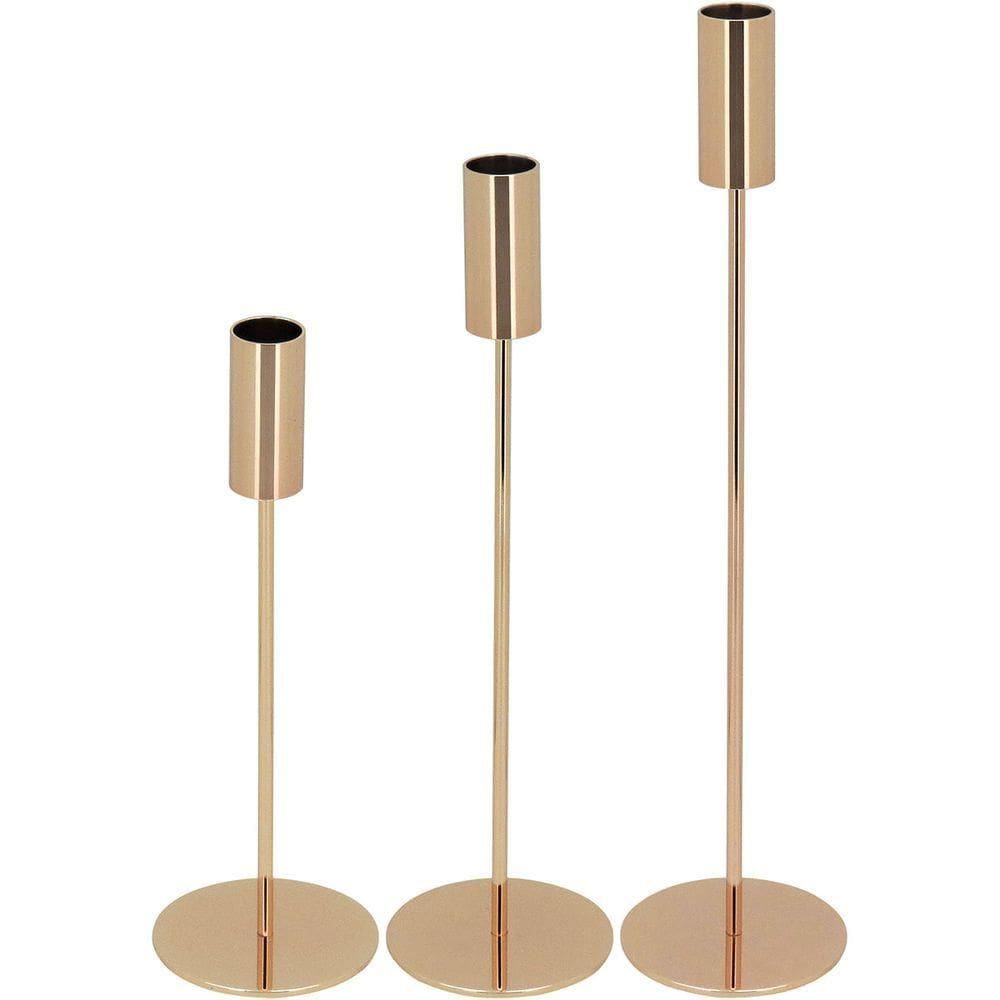 Jg 3pç Castiçal Metal Dourado