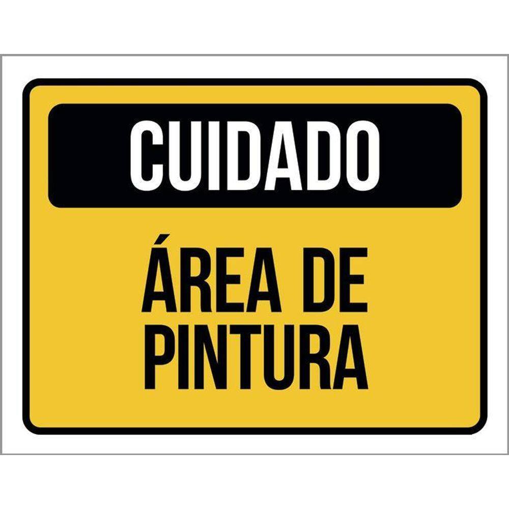 Placa De Sinalização - Cuidado Área De Pintura 36X46