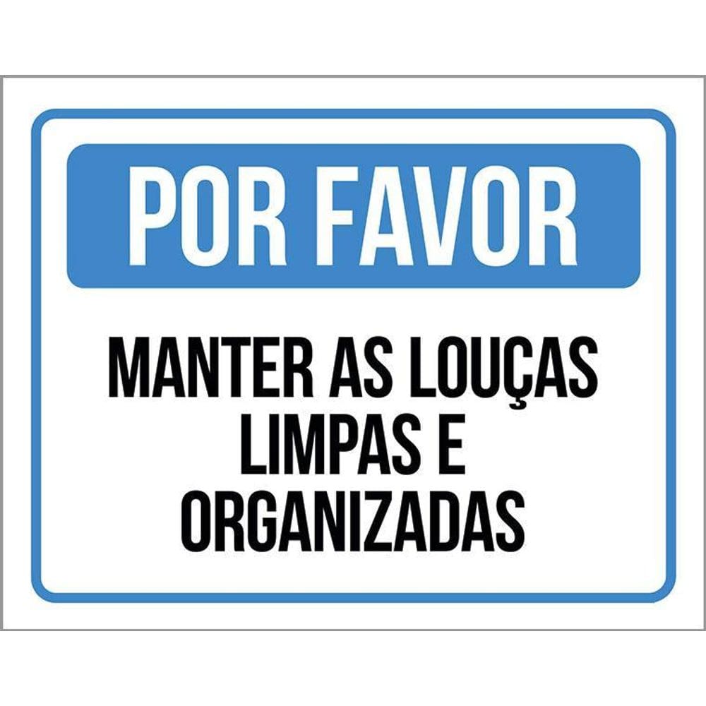 Kit 3 Placas Sinalização - Por Favor Manter Louças Limpas
