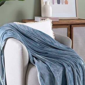 Cobertor Manta Terry Ultrasoft Flannel Queen 2,40m X 2,20m Lisa 01 Peça - Azure Azul