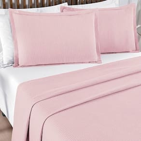Kit Cobre Leito Colcha Sorento Casal 3 Peças Piquet 100% Algodão Premium - Rosa