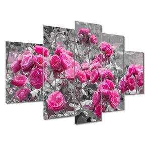 Kit 5 Placa Quadro Decorativo Quarto Sala Flores Vermelha Titulo Rosas Rosadas