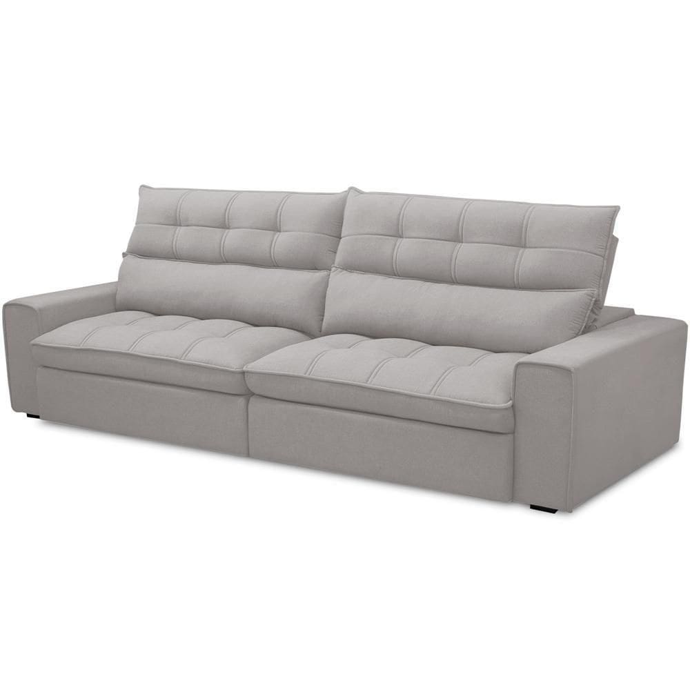 Sofá Retrátil Reclinável Para Sala De Estar Living 250cm Dimas F04 Veludo Cinza