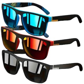 Óculos De Sol Polarizado Masculino Espelhado Square Vintage Com Proteção 400UV - 3 Unidades
