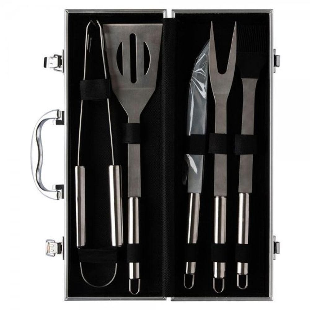 Kit Churrasco 5 Peças Em Aço Inox.