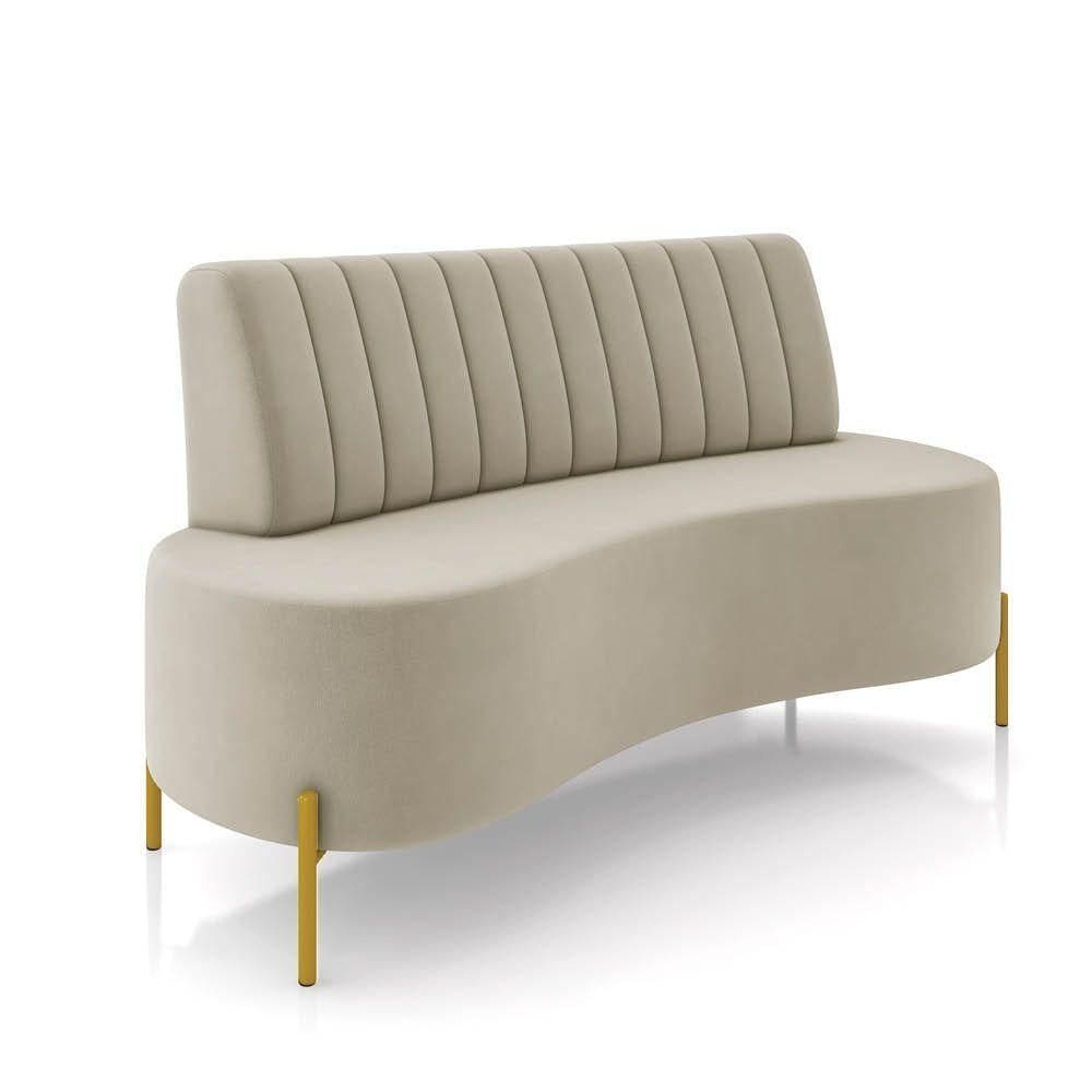 Sofá 2 Lugares Living 160cm Pé Ferro Dourado Maraú Veludo Bege K01 - D\`rossi