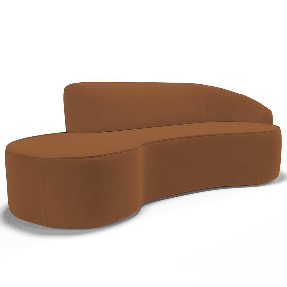 Sofá 3 Lugares Curvo Living Firenze Direito D02 Veludo Telha 210cm C-262 - Lyam