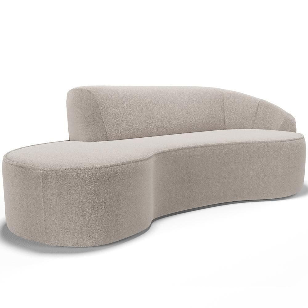 Sofá 4 Lugares Curvo Living Firenze Direito D02 Bouclê Creme 260cm B-54 - Lyam