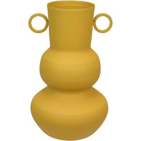 Vaso Decorativo Enfeite Casa Aparador Garrafa Home&co Metal 20x12x12cm Amarelo
