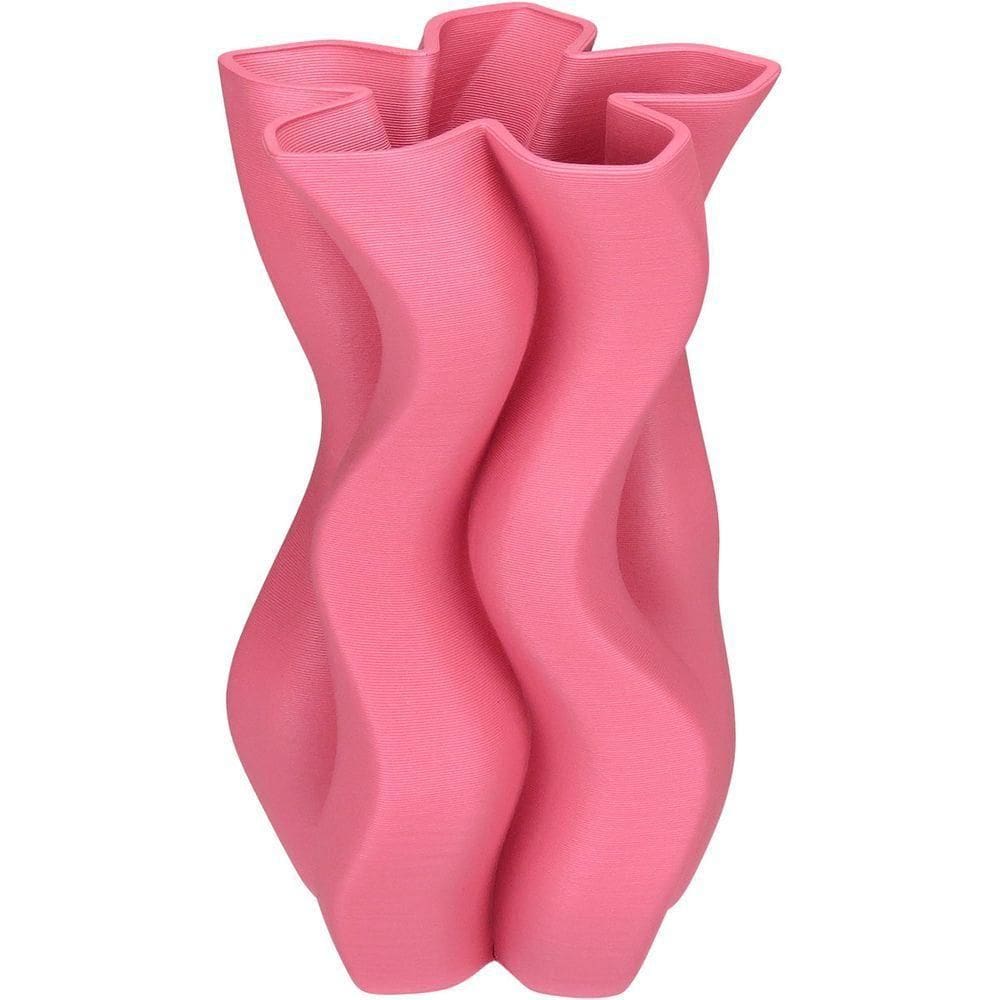 Vaso Decorativo Enfiete Casa Aparador 3d Home&co Cerâmica 24x14x14cm Rosa Escuro