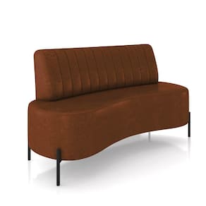 Sofá 2 Lugares Living 160cm Pé Ferro Pto Maraú Sintético Pu Marrom K01 - D\`rossi
