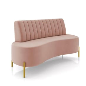 Sofá 2 Lugares Living 160cm Pé Ferro Dourado Maraú Veludo Rosê K01 - D\`rossi