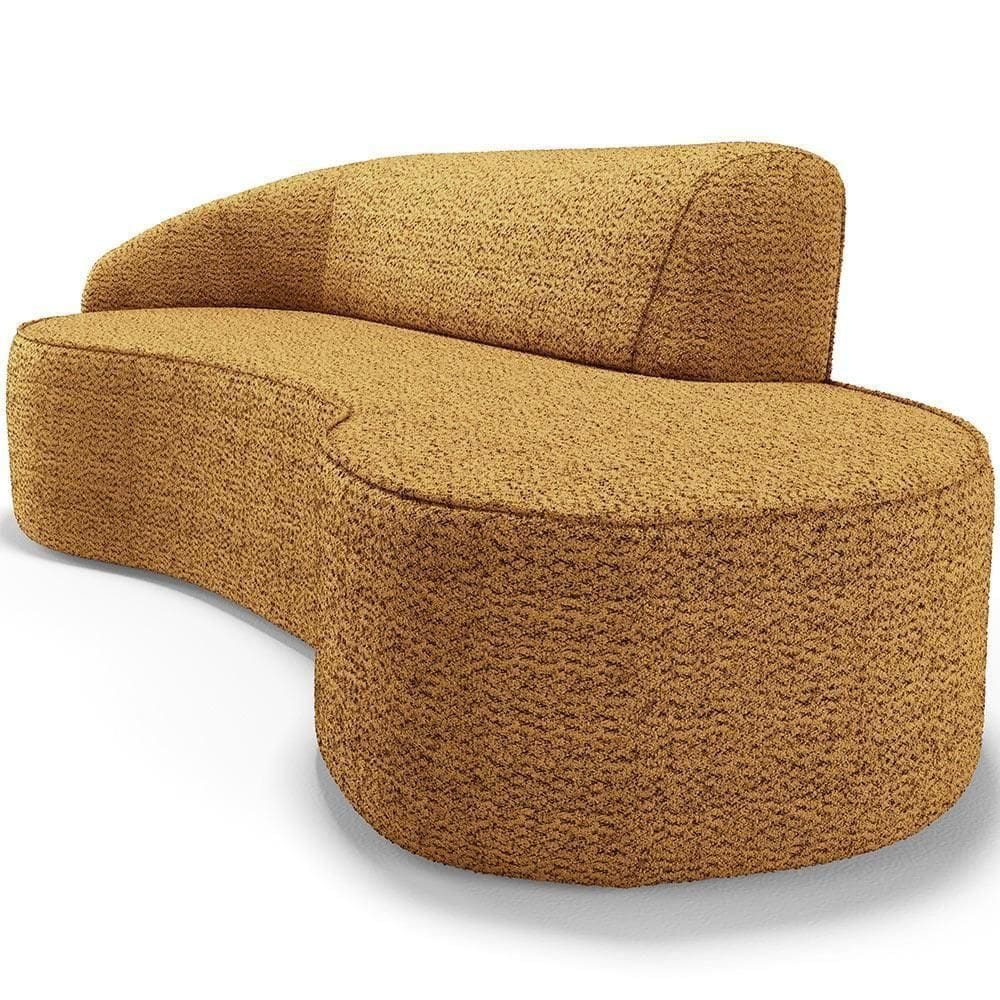 Sofá 5 Lugares Curvo Living Firenze Esquerdo D02 Bouclê Mostarda 300cm Pb-03