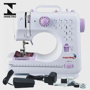 Máquina de Costura Bivolt + Pedal Portátil - 12 Pontos