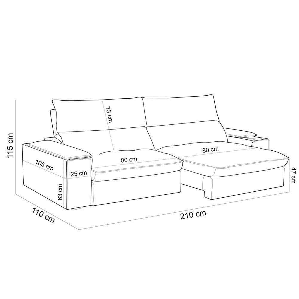Sofá Retrátil Reclinável Living 210cm Nápoles F04 Bouclê Cinza