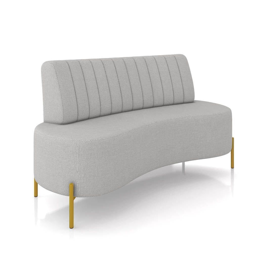Sofá 2 Lugares Living 160cm Pé Ferro Dourado Maraú Linho K01 - D\`rossi Cor Cinza