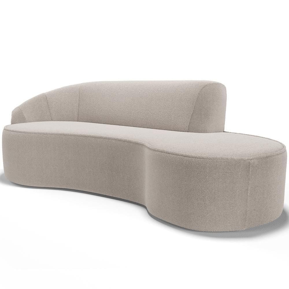 Sofá 4 Lugares Curvo Living Firenze Esquerdo D02 Bouclê Bege 280cm B-62 - Lyam