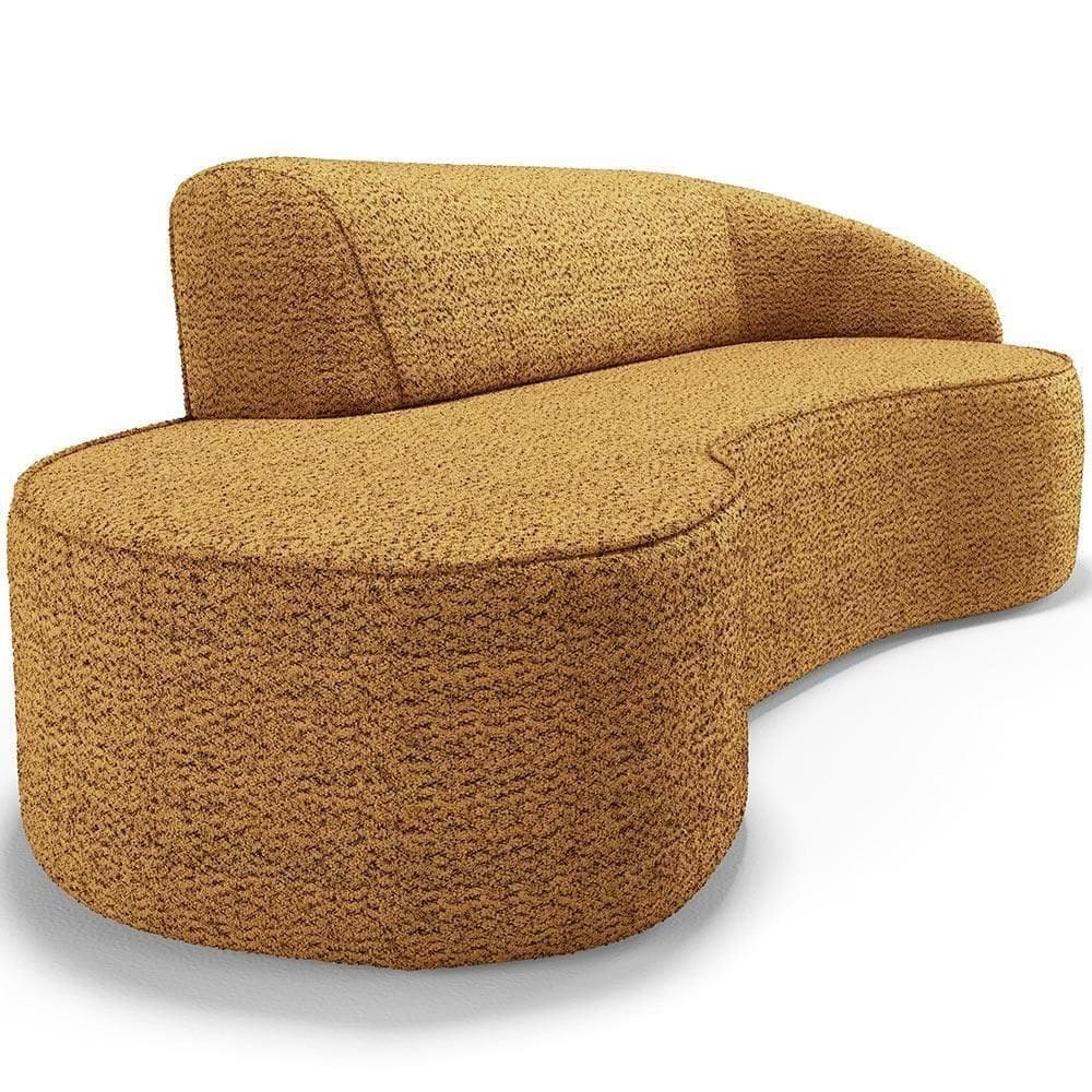 Sofá 3 Lugares Curvo Living Firenze Direito D02  Bouclê Mostarda 210cm Pb-03