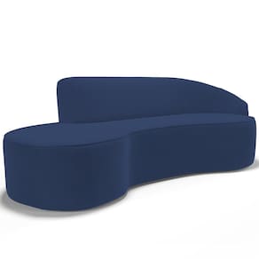 Sofá 5 Lugares Curvo Living Firenze Direito D02 Veludo Azul Marinho 300cm C-304 - Lyam