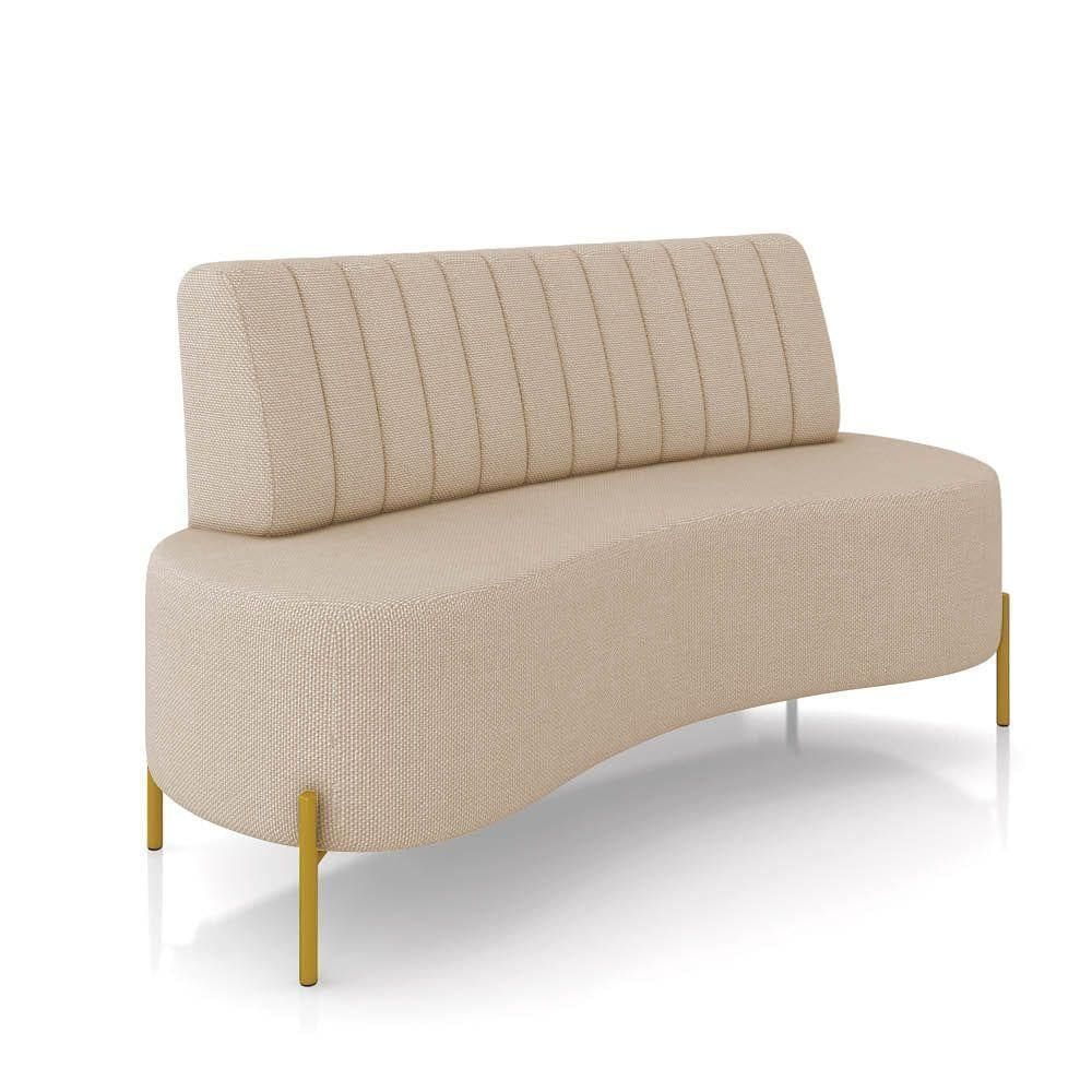Sofá 2 Lugares Living 160cm Pé Ferro Dourado Maraú Linho Bege K01 - D\`rossi