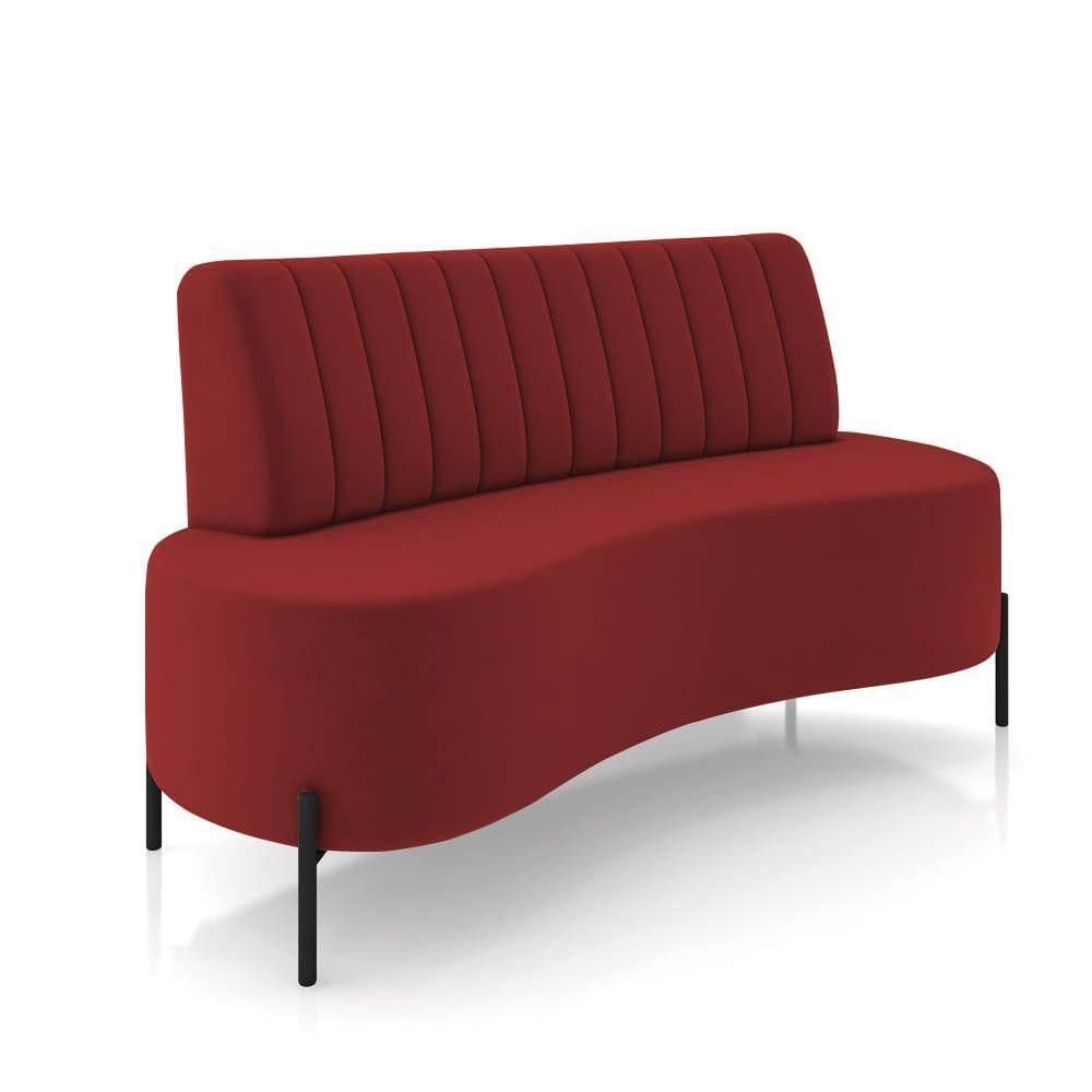Sofá 2 Lugares Living 160cm Pé Ferro Pto Maraú Veludo Vermelho K01 - D\`rossi