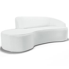 Sofá 5 Lugares Curvo Living Firenze Direito D02 Corano Branco 300cm C-12 - Lyam