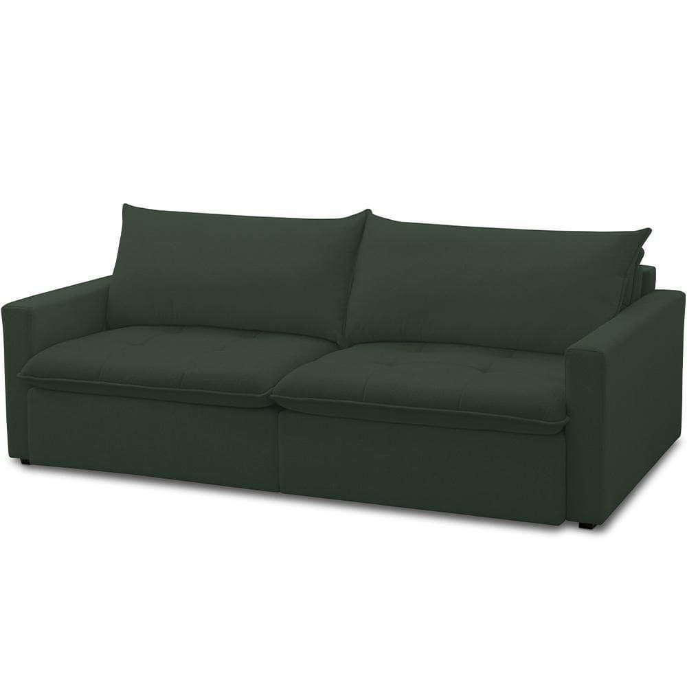 Sofá Cama Retrátil Reclinável 208cm Lari F04 Veludo Verde