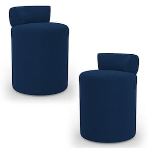 Kit 02 Puffs Decorativos Orgânicos Living Aegon Minimalista Bouclê Azul Marinho - Desk Design