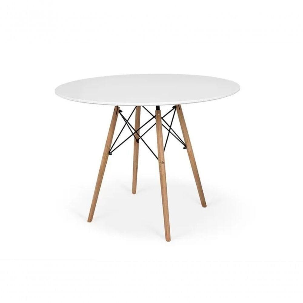 Mesa Eiffel Eames Base Madeira Branca 120cm