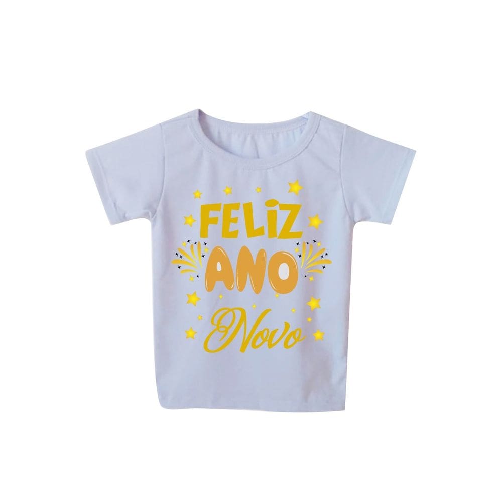 Camiseta Infantil Manga Curta Feliz Ano Novo