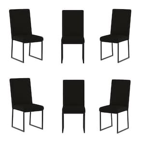 Kit 6 Cadeiras Estofadas Base De Ferro Preta Para Mesa Jantar Preto