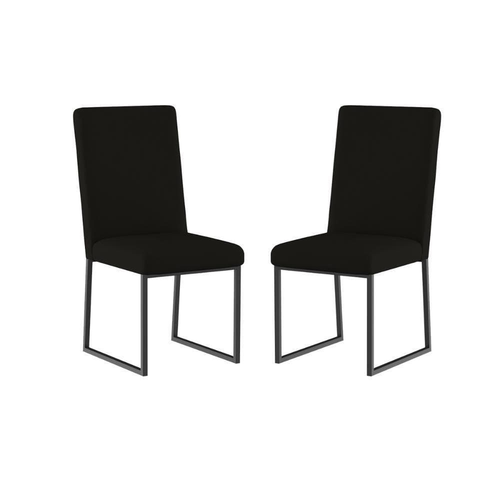 Kit 2 Cadeiras Para Mesa De Jantar Base Industrial Preto Balaqui Preto