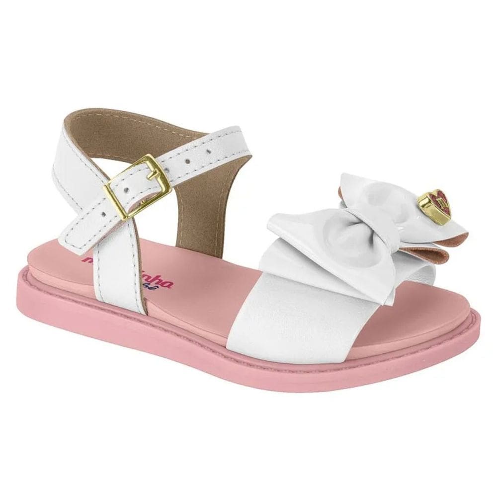 Sandália Molekinha Casual Festas Conforto Laço Feminina Branco