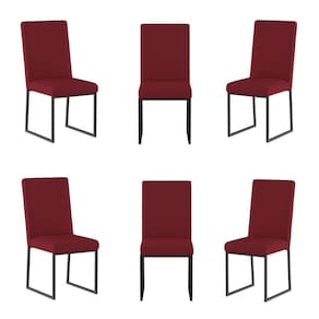 Kit 6 Cadeiras Estofadas Base De Ferro Preta Para Mesa Jantar Marsala