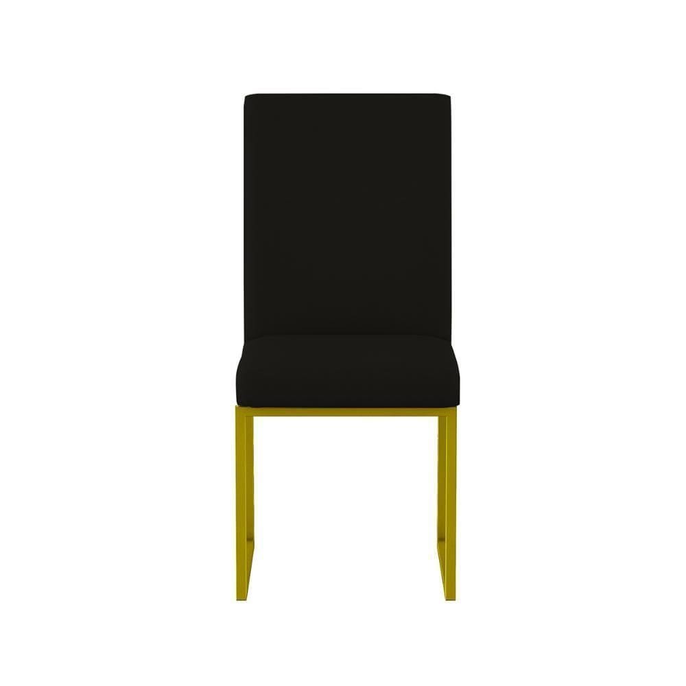 Cadeiras Estofadas Base De Ferro Dourado Para Mesa De Jantar Preto