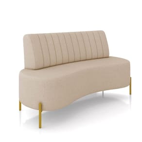 Sofá 2 Lugares Living 135cm Pé Ferro Dourado Maraú Linho Bege K01 - D\`rossi