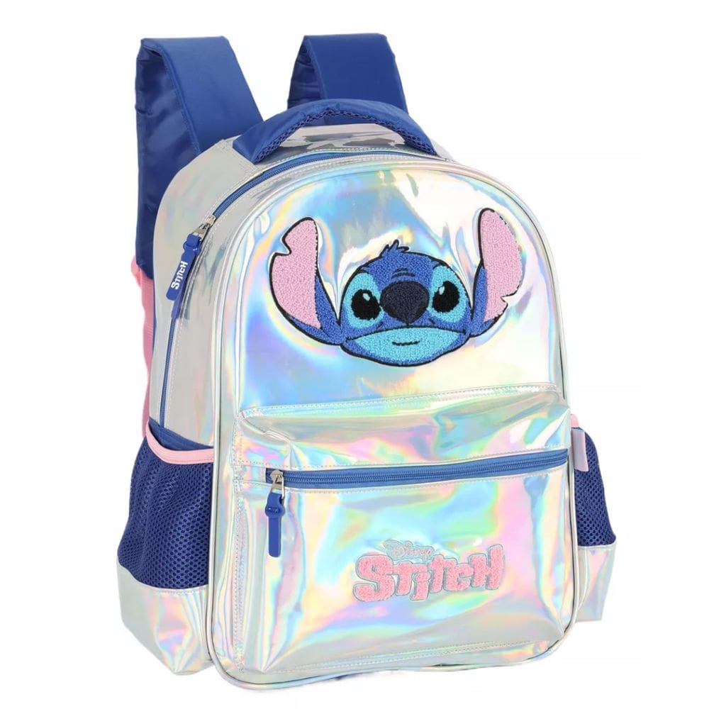 Mochila Stitch Holográfica Disney Lilo Infantil Escolar